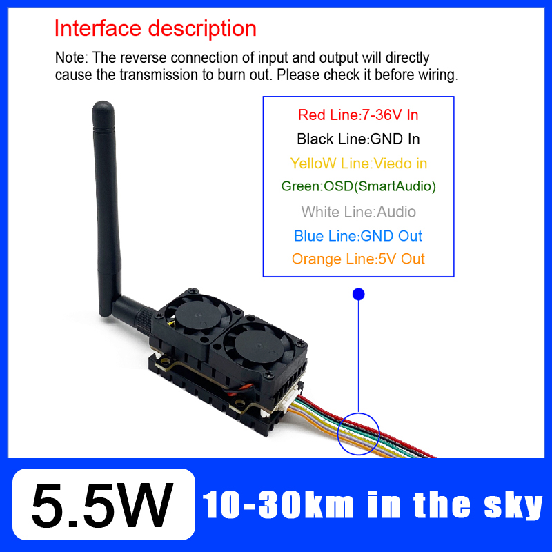 Long Range 5.8GHz 5.5W Video T - đánh giá và giá Fpv Drone Vtx